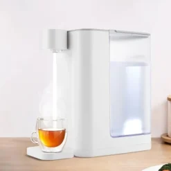 Varmtvandsdispenser - Varmtvandsautomat - 3 L - 2000 W - 5 Temperaturtrin - Hurtig Opvarmning - Temperaturkontrol - Til Kaffe Te Mælk - Hvid New