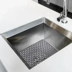 Måtter & Gitter Til Køkkenvaske>Vaskemåtte gummi grå gitterindsats 33x28 cm