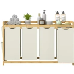 Vasketøjsudstyr>Vasketøjskurv med 4 rum - Bambus - 200L