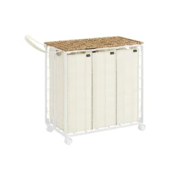 Vasketøjskurv med hjul naturbeige-cremehvid Best
