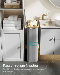 Vasketøjskurv, SONGMICS, Oxford-stof, Bambus, Sammenklappelig. Clearance