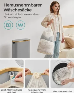 Vasketøjskurv, SONGMICS, Oxford-stof, Bambus, Sammenklappelig. Clearance