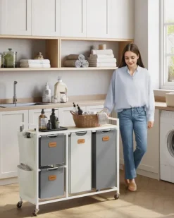 Vasketøjskurv, 98,6x33x80,5 cm, Beige