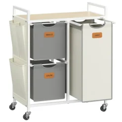 Vasketøjsudstyr>Vasketøjskurv, 68,6x33x80,5 cm, Beige