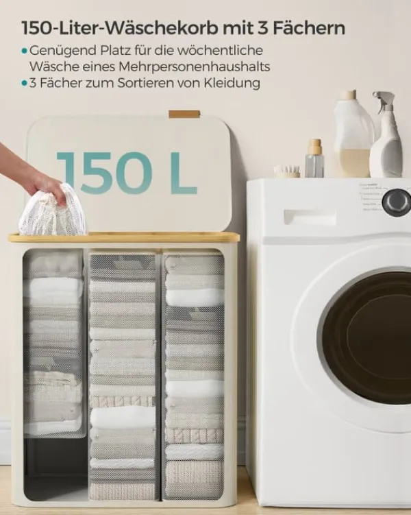 Vasketøjskurv, 60x38.5x70.5 cm, Cremehvid Hot