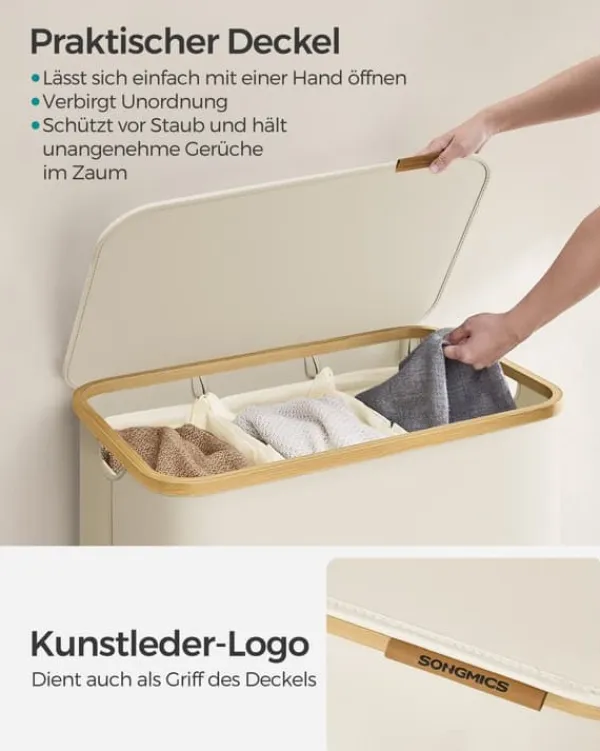 Vasketøjskurv, 60x38.5x70.5 cm, Cremehvid Hot