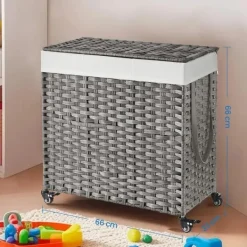 Vasketøjsudstyr>Vasketøjskurv, 66x33x66 cm, grå