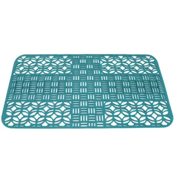 Måtter & Gitter Til Køkkenvaske>Vaskmåtter Silikone Anti-Slip Varmebestandig 66x35cm Stor størrelse Firkantet udhulet vaskbeskytter til køkkengrøn