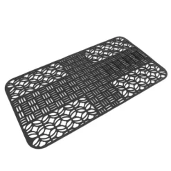 Måtter & Gitter Til Køkkenvaske>Vaskmåtter Silikone Anti-Slip Varmebestandig 66x35cm Stor størrelse Firkantet udhulet vaskbeskytter til køkken Sort