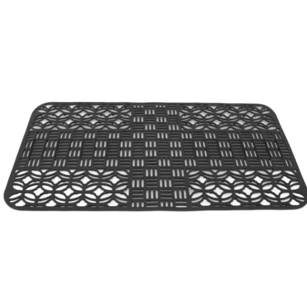 Måtter & Gitter Til Køkkenvaske>Vaskmåtter Silikone Anti-Slip Varmebestandig 66x35cm Stor størrelse Firkantet udhulet vaskbeskytter til køkken Sort