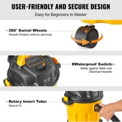 Våd/Tør Shop Støvsuger 10L 2 Peak HP m/ Rige Tilbehør, Stærk Sugning, Praktisk og Effektiv Best