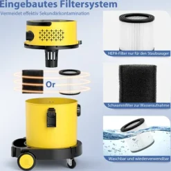 Våd-tør støvsuger, 44,5x35x50 cm, Gul og Sort Best