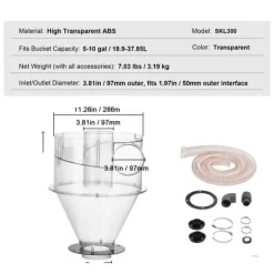 Grovstøvsugere>VEVOR Cyclone Støvseparator, Høj Transparent ABS, Passer til 5-10 Gallon Spande,4,0 tommer