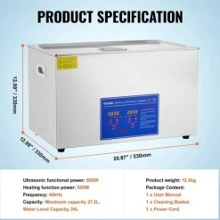 VEVOR Ultrasonic Rengøringsmiddel, Høj Ultrasonisk Effekt, Store Kapacitetsmuligheder,30L Sale