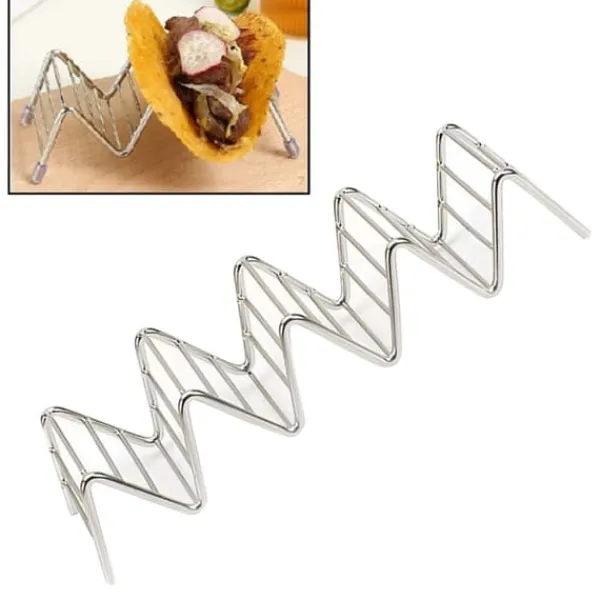 Tilbehør Til Madservering>V-formet tacoholderstativ i rustfrit stål - 4-5 riste - Madreol til hjemmekøkken - 6,3x22,5x4,5 cm/2,5x8,9x1,8in