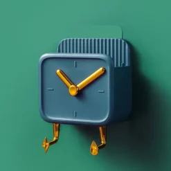 Opbevaringskroge & Hylder>Väggmonterad förvaringslåda PP Klockformad multifunktionsbehållare med krokar för sovsal Sängbord Blå