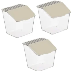 Beholdere Til Madopbevaring>Væghængt hvidløgsbeholder Opbevaring Stilfuld gennemsigtig mad Hvidløgsbeholder til løgkøkken 3 stk