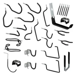 Vægkrogssæt, 30-dele, Sort, Sølv