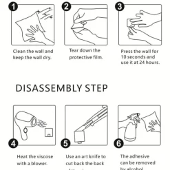 Vægmonteret knagerække i guld med 5 kroge - installation uden boring Clearance