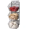 Beholdere Til Madopbevaring>vægmonteret opbevaringsbeholder 3-lags væghængt køkkenopbevaringsboks til hvidløg, ingefær og løg, lodret ophængning