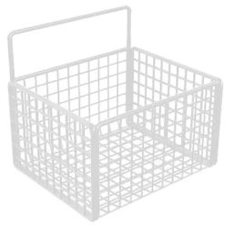 Vægmonteret opbevaringskurv Ingen boring Klæbende metaltråd Hængende kurv til køkken Mad Pantry Badeværelse Organisation Hvid New