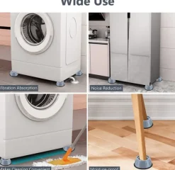 Vibrationsdæmpende fødder til vaskemaskine / tørretumbler Grå 8-pack Discount