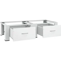 vidaXL dobbelt sokkel m. skuffer til vaskemaskine og tørretumbler hvid Outlet