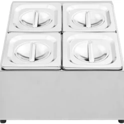 vidaXL gastronorm beholder med 4 GN 1/6-beholdere rustfrit stål - Holdere til køkkenredskaber Clearance