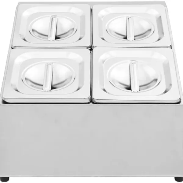 vidaXL gastronorm beholder med 4 GN 1/6-beholdere rustfrit stål - Holdere til køkkenredskaber Clearance