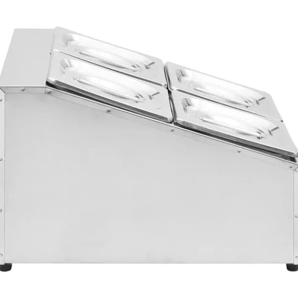 vidaXL gastronorm beholder med 4 GN 1/6-beholdere rustfrit stål - Holdere til køkkenredskaber Clearance