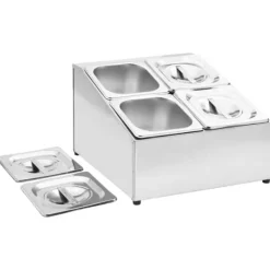 vidaXL gastronorm beholder med 4 GN 1/6-beholdere rustfrit stål - Holdere til køkkenredskaber Clearance