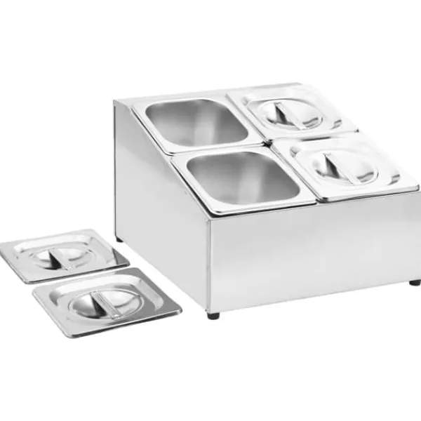 vidaXL gastronorm beholder med 4 GN 1/6-beholdere rustfrit stål - Holdere til køkkenredskaber Clearance