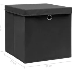vidaXL opbevaringskasser med låg 4 stk. 32x32x32 stof sort - Opbevaringskasser Hot