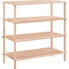 vidaXL Tøj- & Garderobeopbevaring>skoreol med 4 hylder massivt grantræ - Skoopbevaring