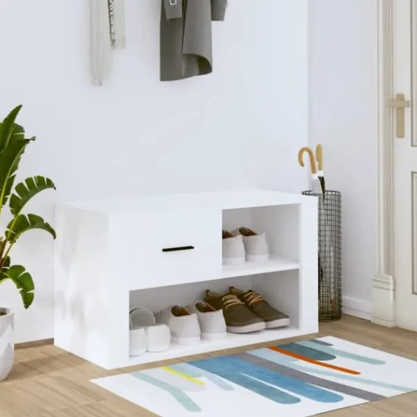 vidaXL Tøj- & Garderobeopbevaring>skoreol 80x35x45 cm konstrueret træ hvid - Skoopbevaring