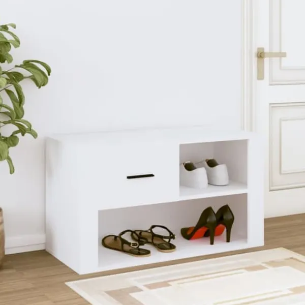 vidaXL Tøj- & Garderobeopbevaring>skoreol 80x35x45 cm konstrueret træ hvid - Skoopbevaring