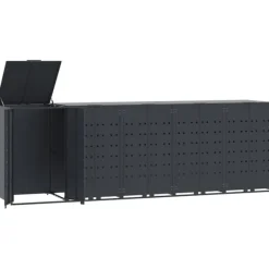 vidaXL Tilbehør Til Affaldshåndtering>skraldespandsskjuler 345x79x117 cm 5 rum stål antracit