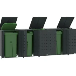 vidaXL Tilbehør Til Affaldshåndtering>skraldespandsskjuler 345x79x117 cm 5 rum stål antracit