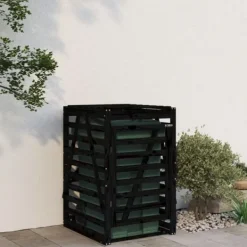 vidaXL Tilbehør Til Affaldshåndtering>skraldespandsskjuler 84x90x128,5 cm massivt fyrretræ sort - Affaldsspandsskjulere