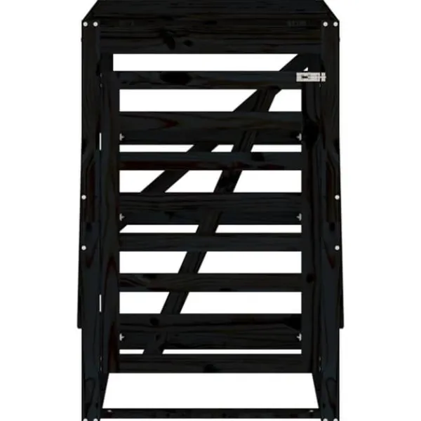 vidaXL Tilbehør Til Affaldshåndtering>skraldespandsskjuler 84x90x128,5 cm massivt fyrretræ sort - Affaldsspandsskjulere