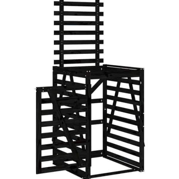 vidaXL Tilbehør Til Affaldshåndtering>skraldespandsskjuler 84x90x128,5 cm massivt fyrretræ sort - Affaldsspandsskjulere