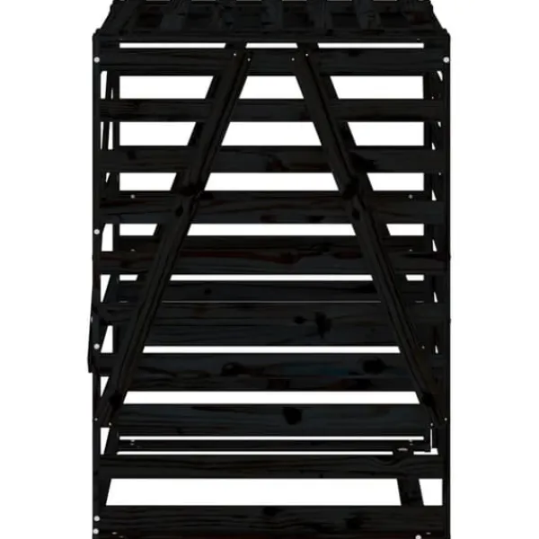 vidaXL Tilbehør Til Affaldshåndtering>skraldespandsskjuler 84x90x128,5 cm massivt fyrretræ sort - Affaldsspandsskjulere
