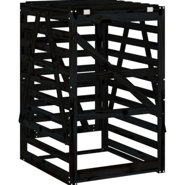 vidaXL Tilbehør Til Affaldshåndtering>skraldespandsskjuler 84x90x128,5 cm massivt fyrretræ sort - Affaldsspandsskjulere
