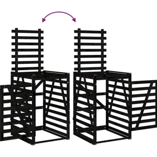 vidaXL Tilbehør Til Affaldshåndtering>skraldespandsskjuler 84x90x128,5 cm massivt fyrretræ sort - Affaldsspandsskjulere