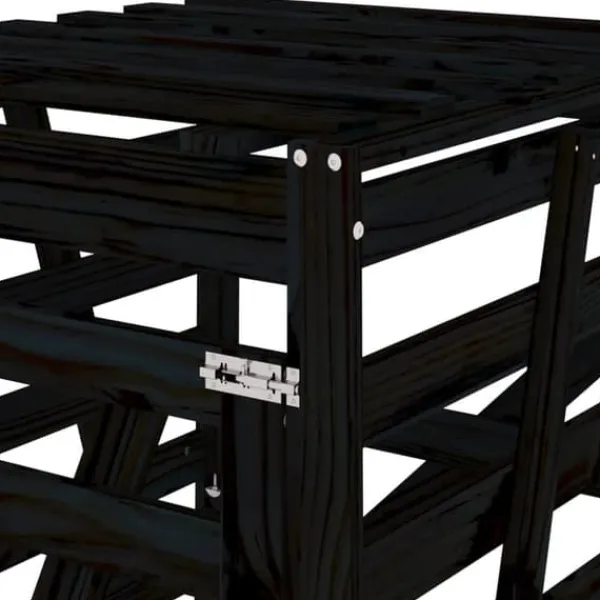 vidaXL Tilbehør Til Affaldshåndtering>skraldespandsskjuler 84x90x128,5 cm massivt fyrretræ sort - Affaldsspandsskjulere