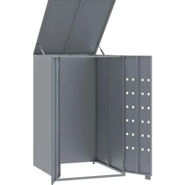 vidaXL Tilbehør Til Affaldshåndtering>skraldespandsskjuler 69x79x117 cm 1 rum stål grå
