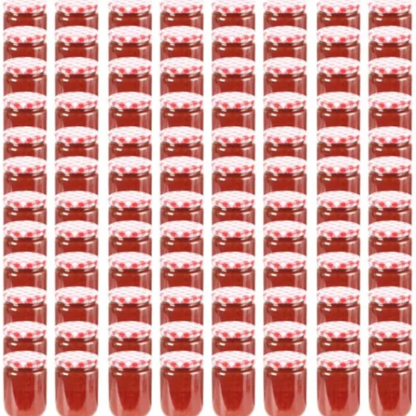 vidaXL syltetøjsglas 96 stk. med hvide og røde låg 230 ml - Honningkrukker Sale