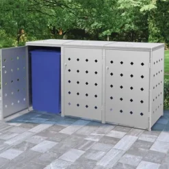 vidaXL tredobbelt skraldespandsskur 240 l rustfrit stål - Affaldsspandsskjulere Sale