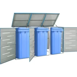 vidaXL Tilbehør Til Affaldshåndtering>tredobbelt skraldespandsskjuler 207x77,5x112,5 cm rustfrit stål - Affaldsspandsskjulere