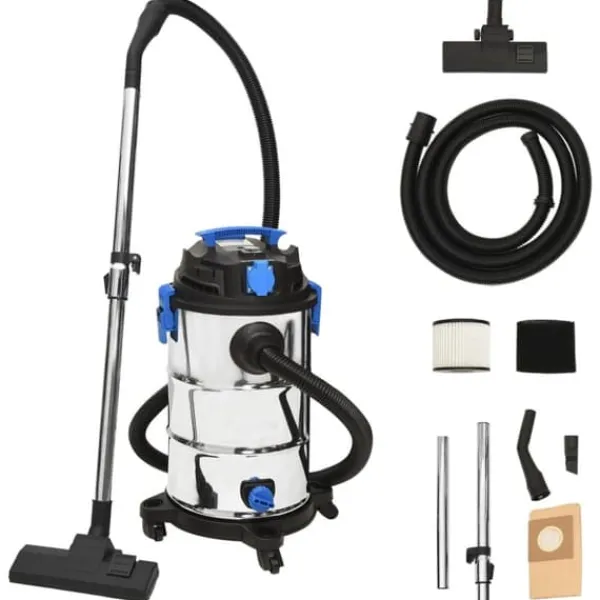vidaXL Grovstøvsugere>våd-/tørstøvsuger 1200 W 30 l sølvfarvet - Vand– & støvsugere